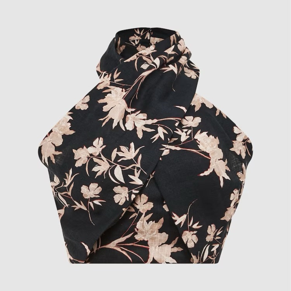 Reiss ALLY PRINTED HALTER NECK CROPPED TOP - Picture 2 of 7